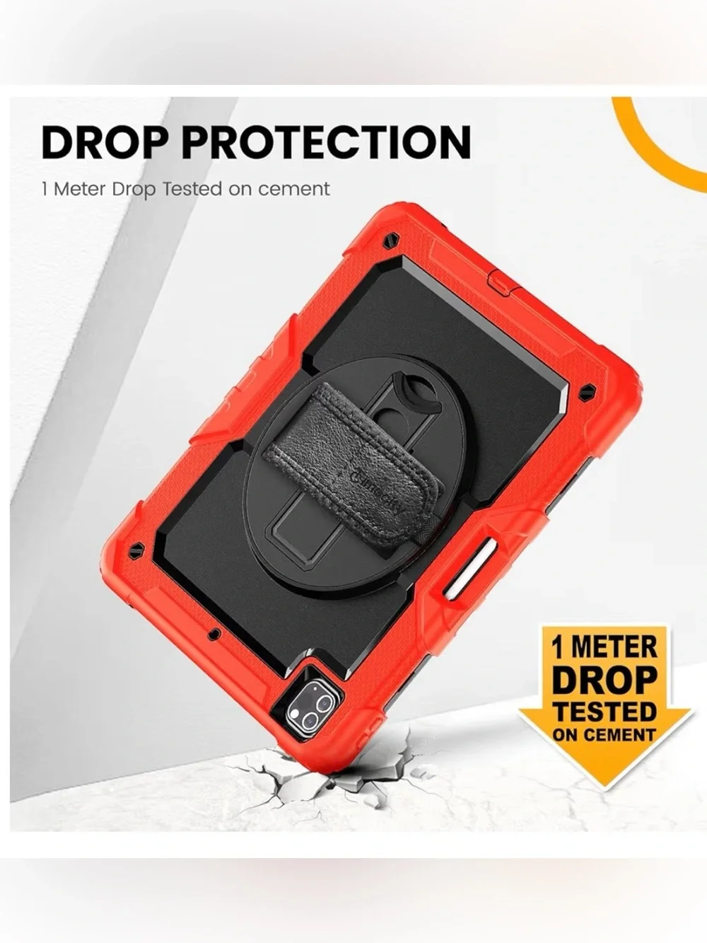 iPad Pro 12.9 Protective Case Red Black Rotating Stand